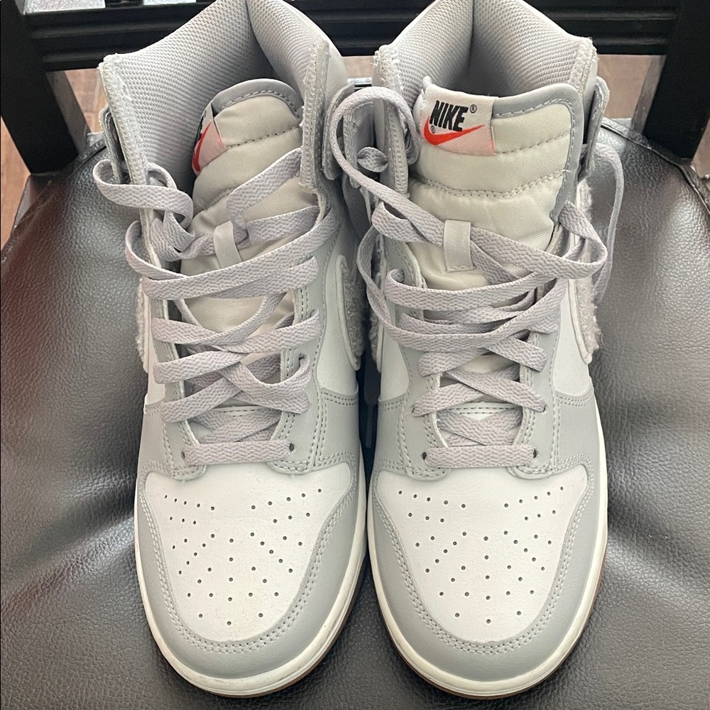 Nike White and Gray High-Top Sneakers